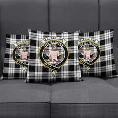 MacFarlane Black White Tartan Crest Pillow Cover