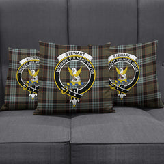 Stewart Old Weathered Tartan Crest Pillow Cover