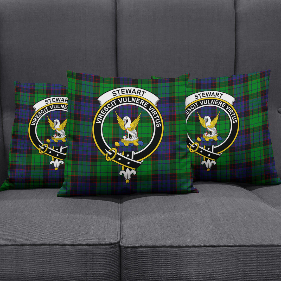 Stewart Old Modern Tartan Crest Pillow Cover