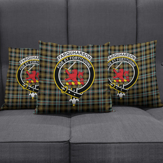 Farquharson Weathered Tartan Crest Pillow Cover