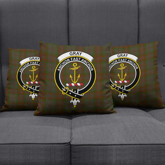 Gray Tartan Crest Pillow Cover