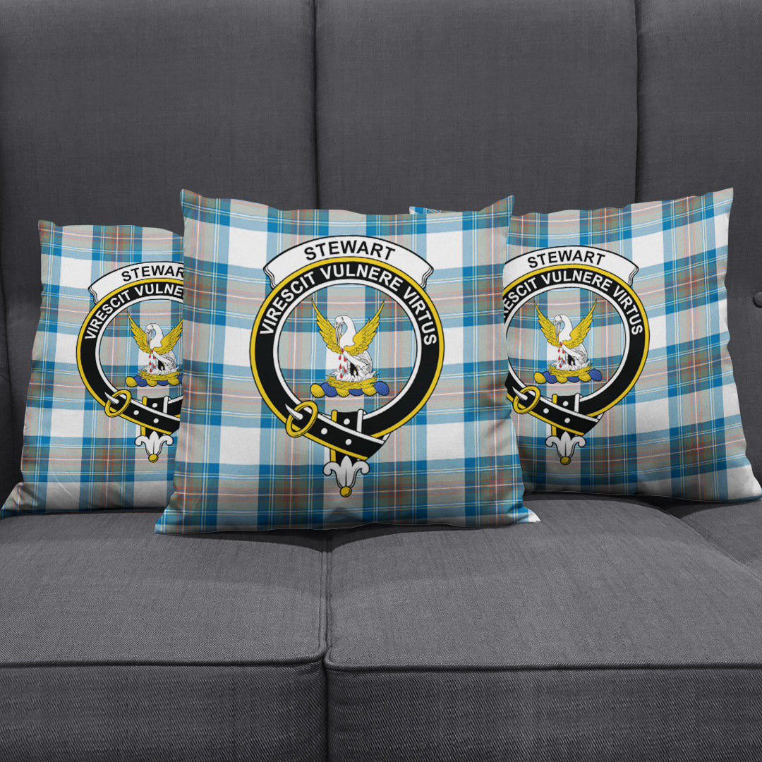 Stewart Muted Blue Tartan Crest Pillow Cover