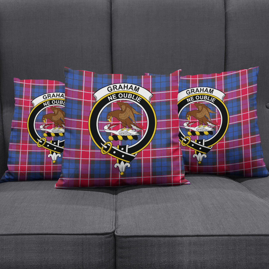 Graham of Menteith Red Tartan Crest Pillow Cover