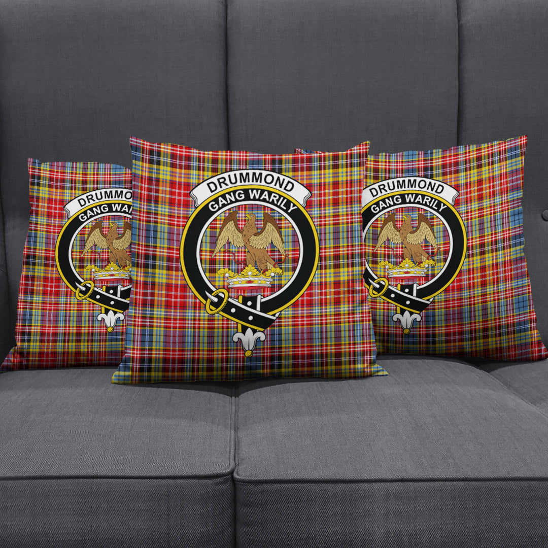 Drummond of Strathallan Tartan Crest Pillow Cover