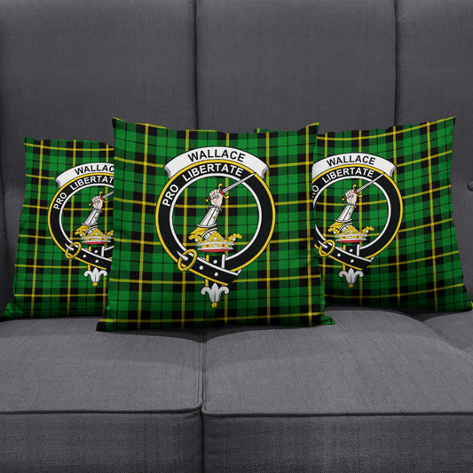 Wallace Hunting Green Tartan Crest Pillow Cover