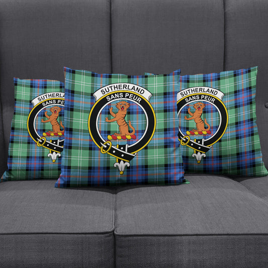 Sutherland Old Ancient Tartan Crest Pillow Cover