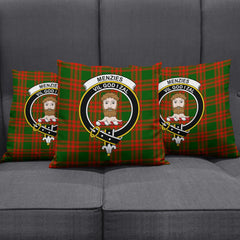 Menzies Green Modern Tartan Crest Pillow Cover