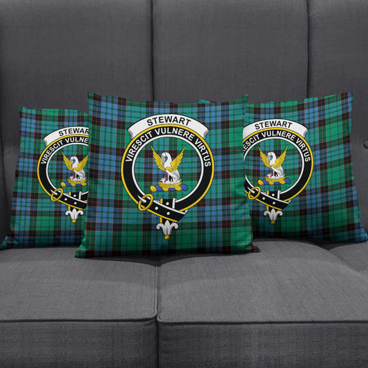 Stewart Old Ancient Tartan Crest Pillow Cover