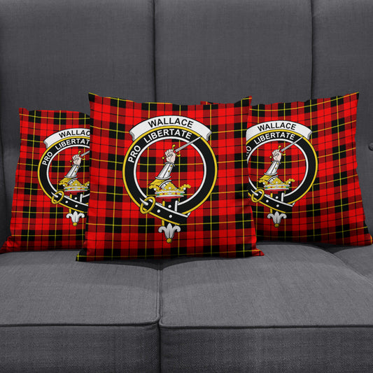 Wallace Hunting Red Tartan Crest Pillow Cover