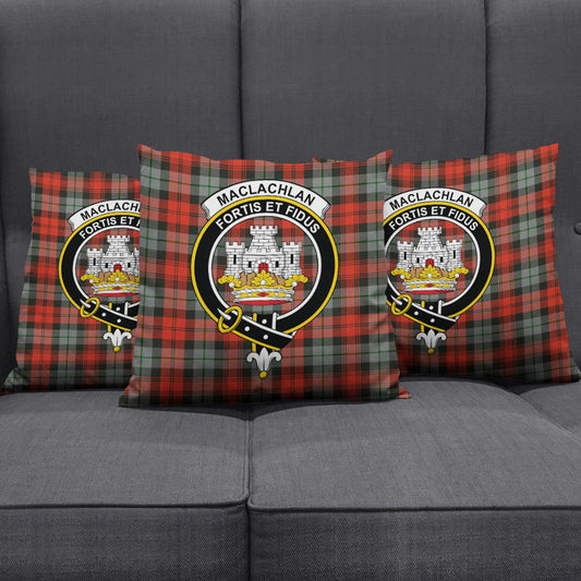 MacLachlan Weathered Tartan Crest Pillow Cover