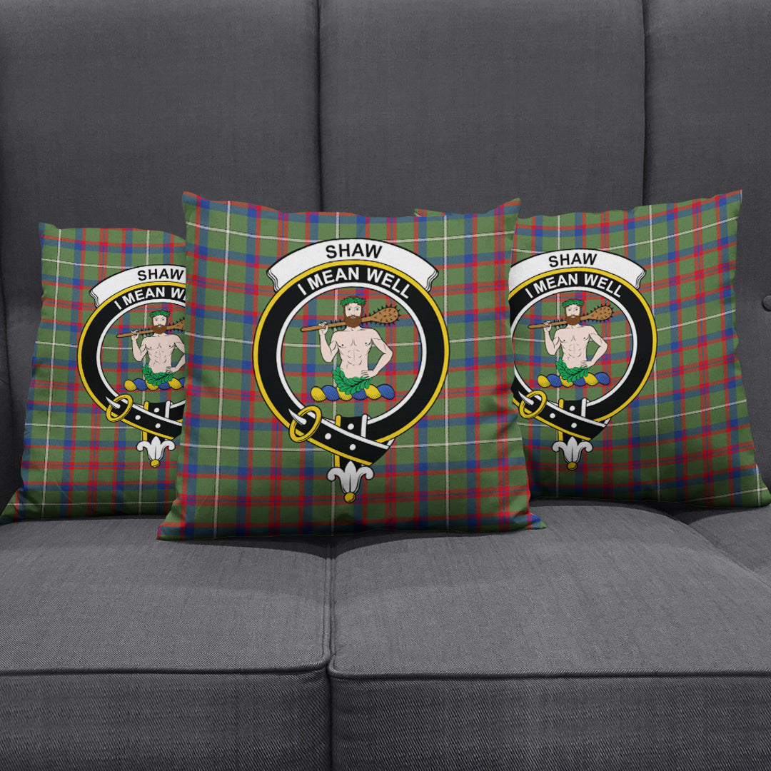 Shaw Green Modern Tartan Crest Pillow Cover