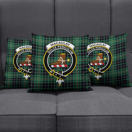 MacAulay Hunting Ancient Tartan Crest Pillow Cover