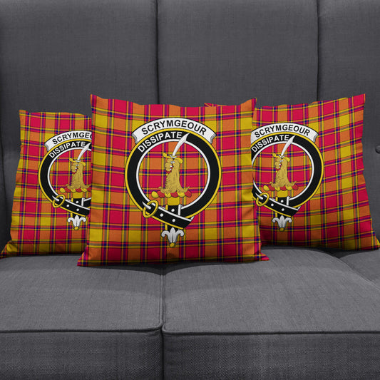 Scrymgeour Tartan Crest Pillow Cover