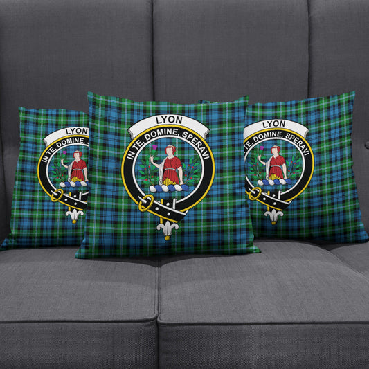 Lyon Clan Tartan Crest Pillow Cover