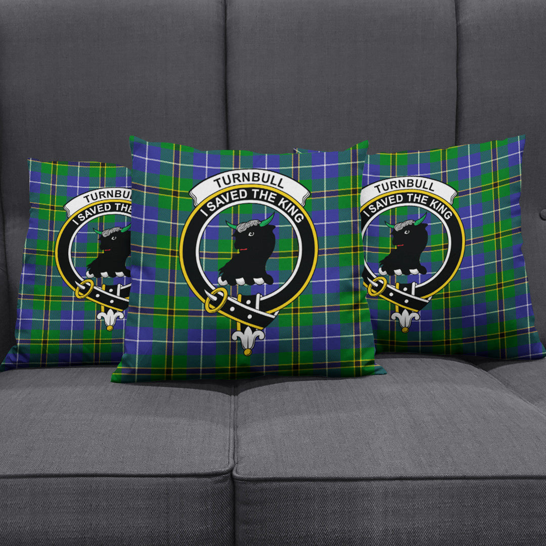 Turnbull Hunting Tartan Crest Pillow Cover