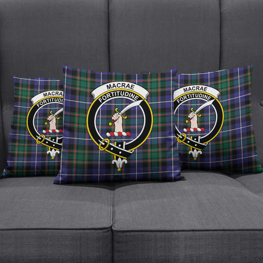 MacRae Hunting Modern Tartan Crest Pillow Cover