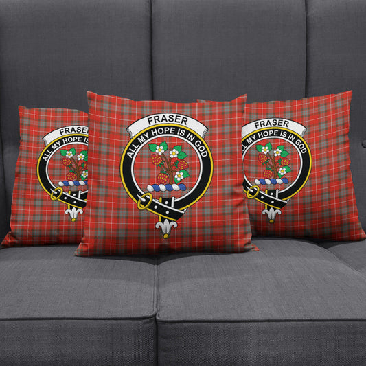 Fraser Weathered Tartan Crest Pillow Cover