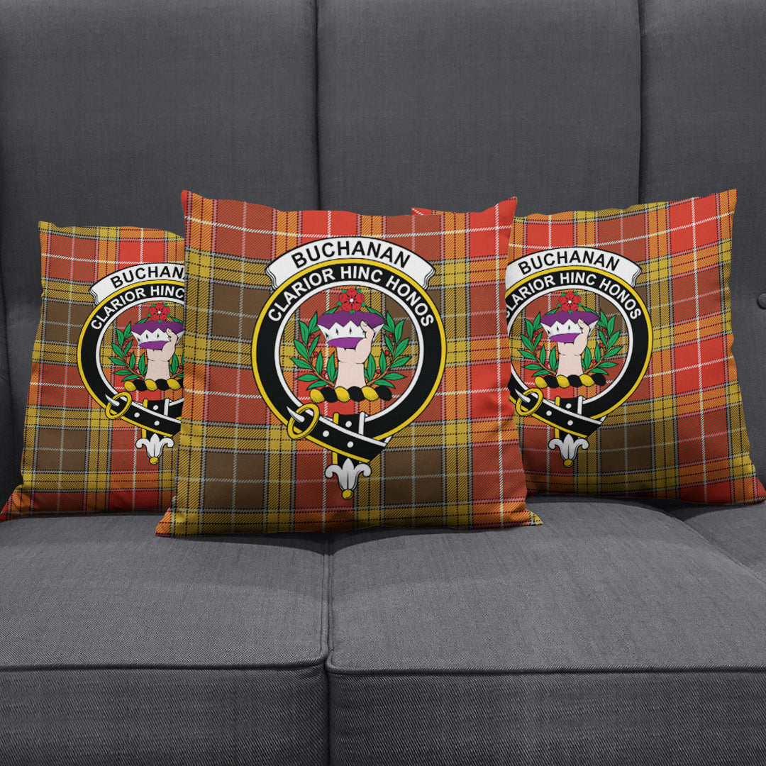 Buchanan Old Set Weathered Tartan Crest Pillow Cover