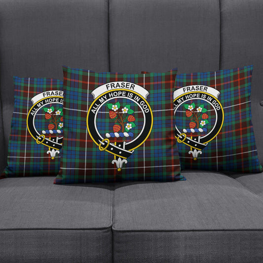 Fraser Hunting Ancient Tartan Crest Pillow Cover