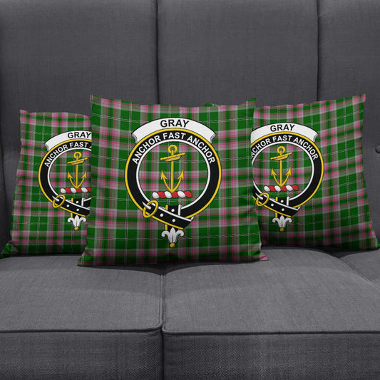 Gray Hunting Tartan Crest Pillow Cover