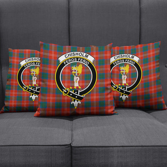 Chisholm Ancient Tartan Crest Pillow Cover