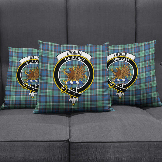 Leslie Hunting Ancient Tartan Crest Pillow Cover