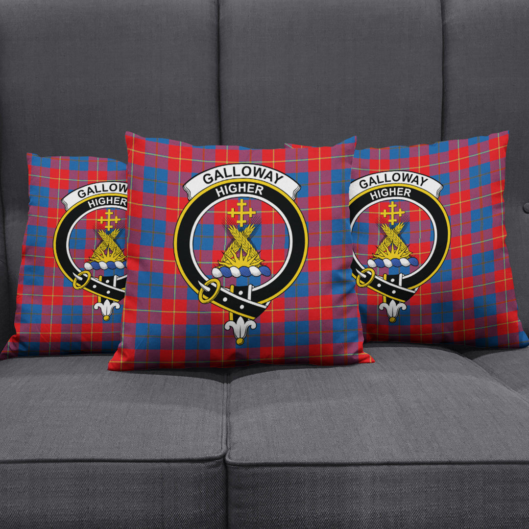 Galloway Red Tartan Crest Pillow Cover