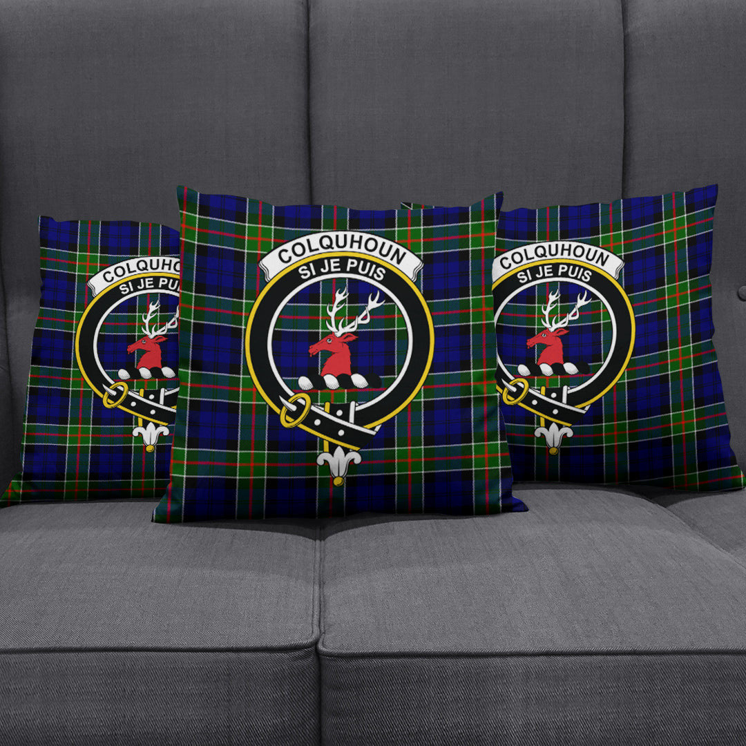 Colquhoun Modern Tartan Crest Pillow Cover