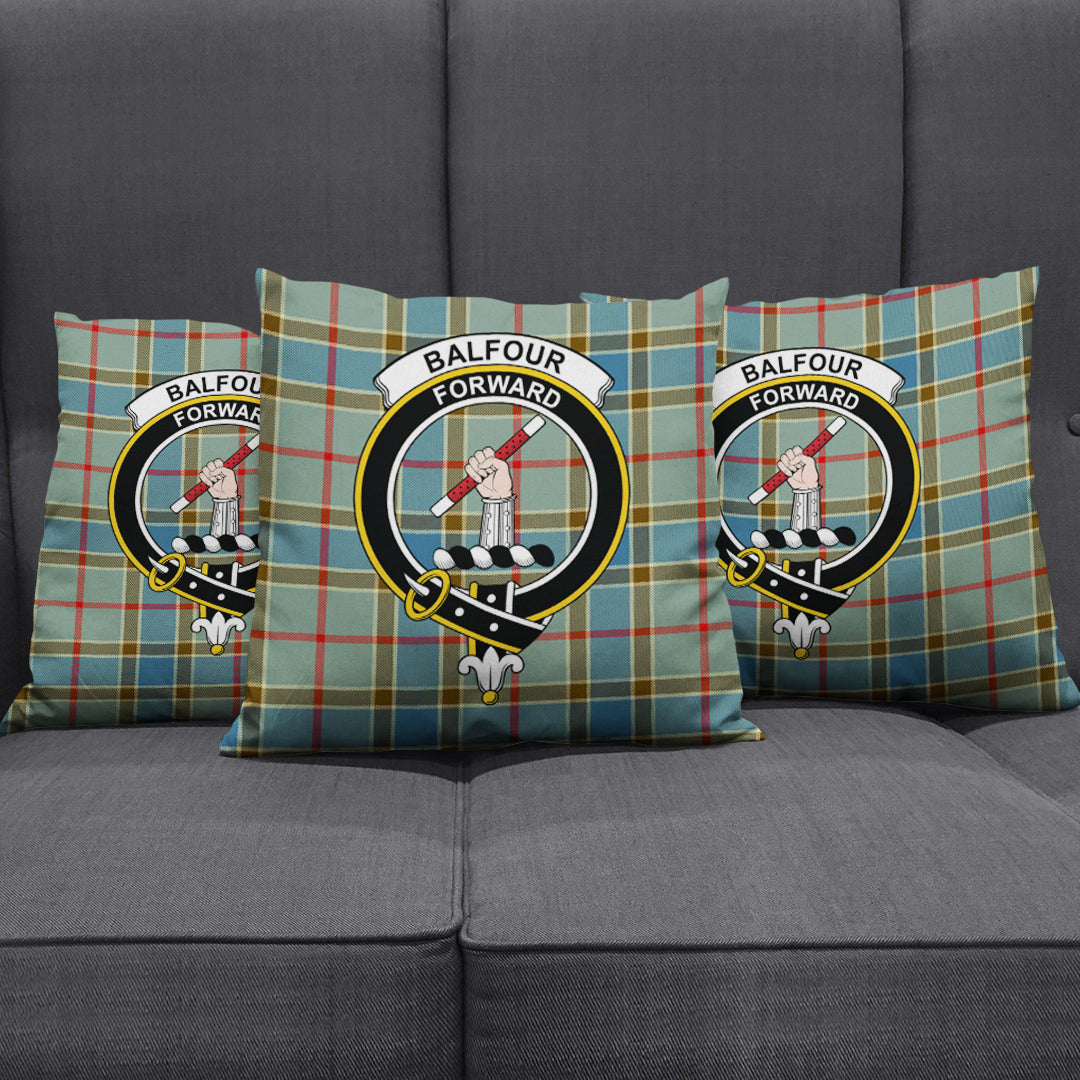 Balfour Blue Tartan Crest Pillow Cover