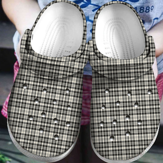 Scott Black & White Ancient Tartan Plaid Crocs