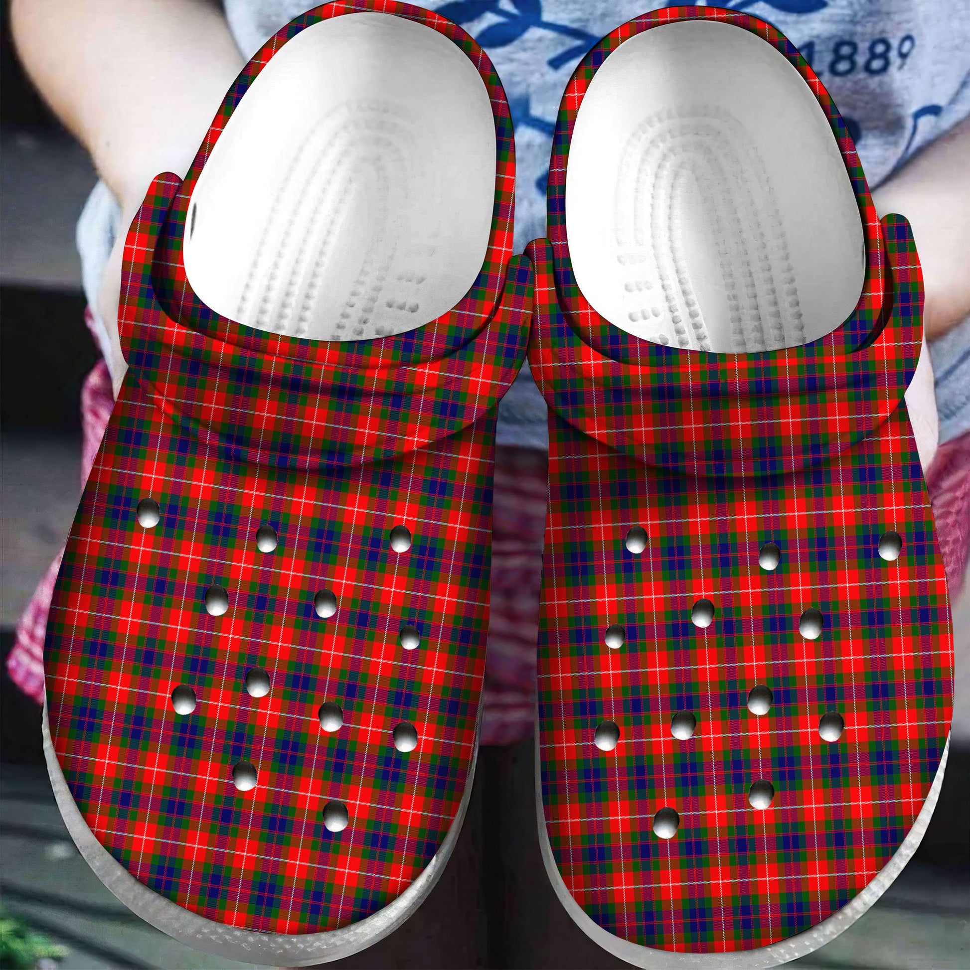 Fraser Lovat Modern Tartan Plaid Crocs