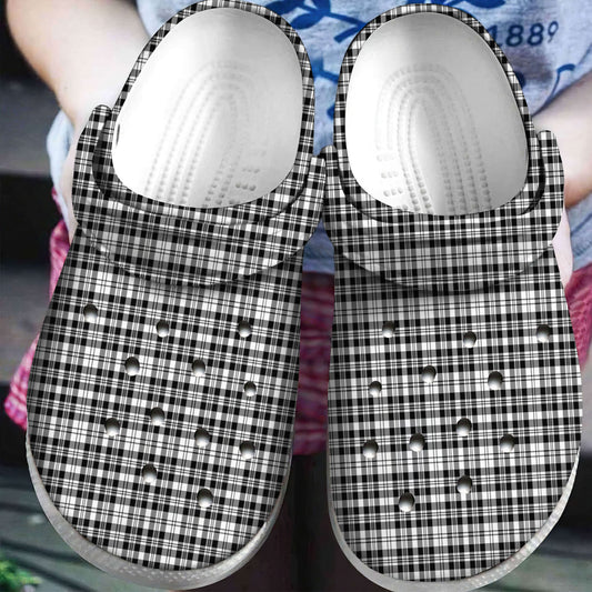 Scott Black & White Modern Tartan Plaid Crocs