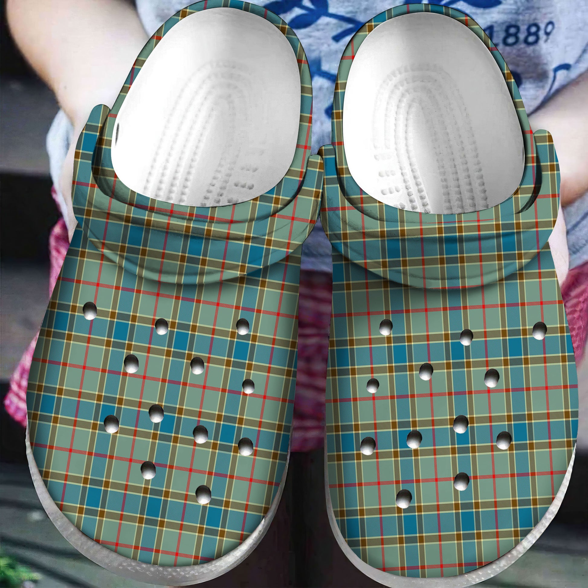 Balfour Blue Tartan Plaid Crocs