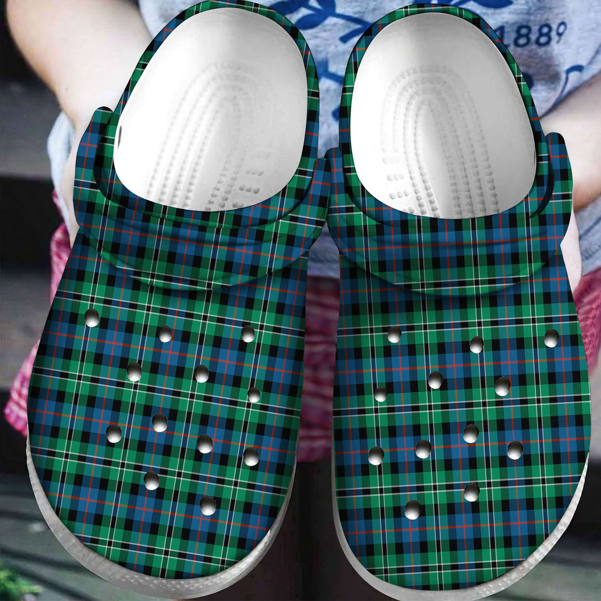 Rose Hunting Ancient Tartan Plaid Crocs