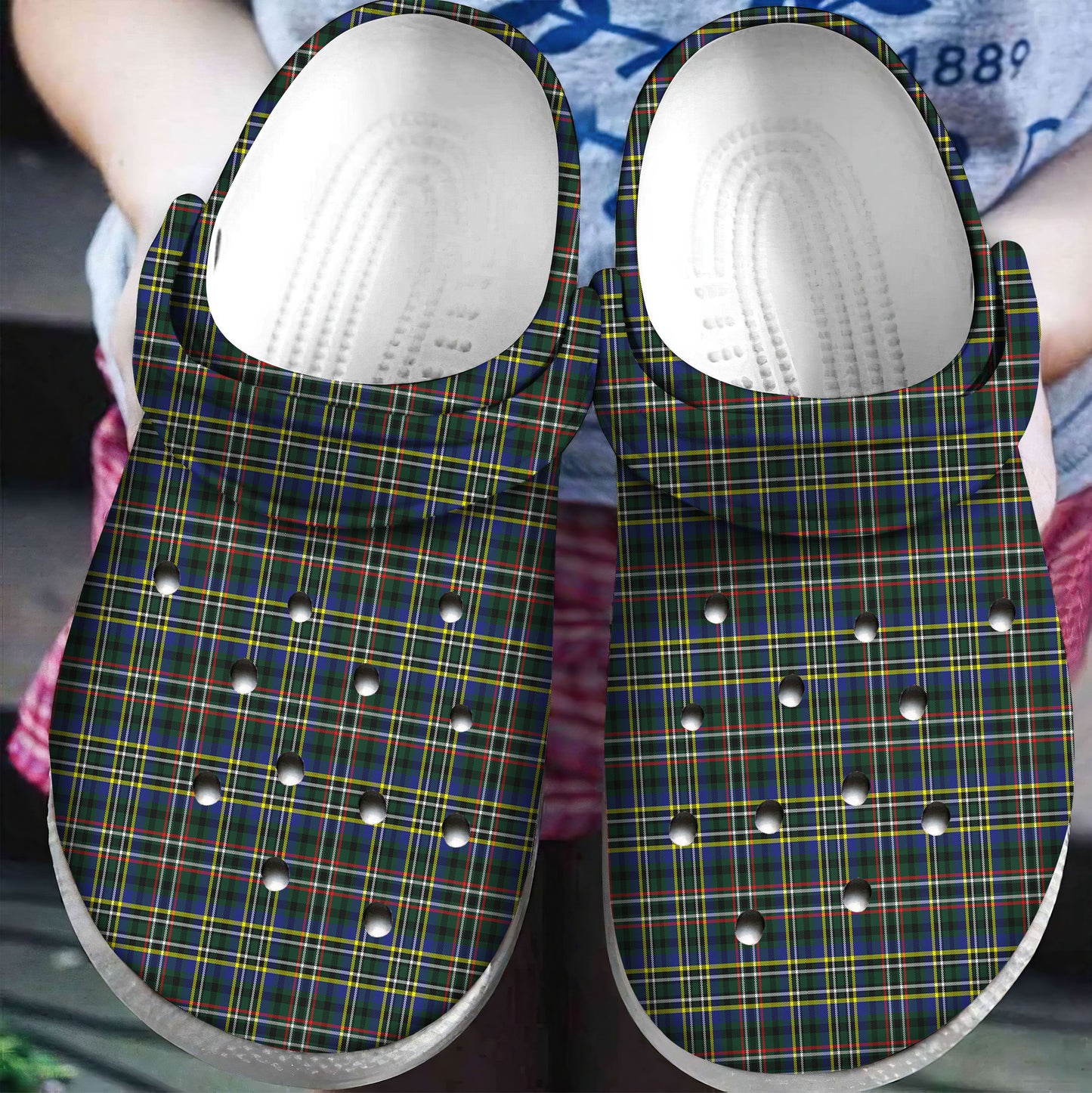 Scott Green Modern Tartan Plaid Crocs