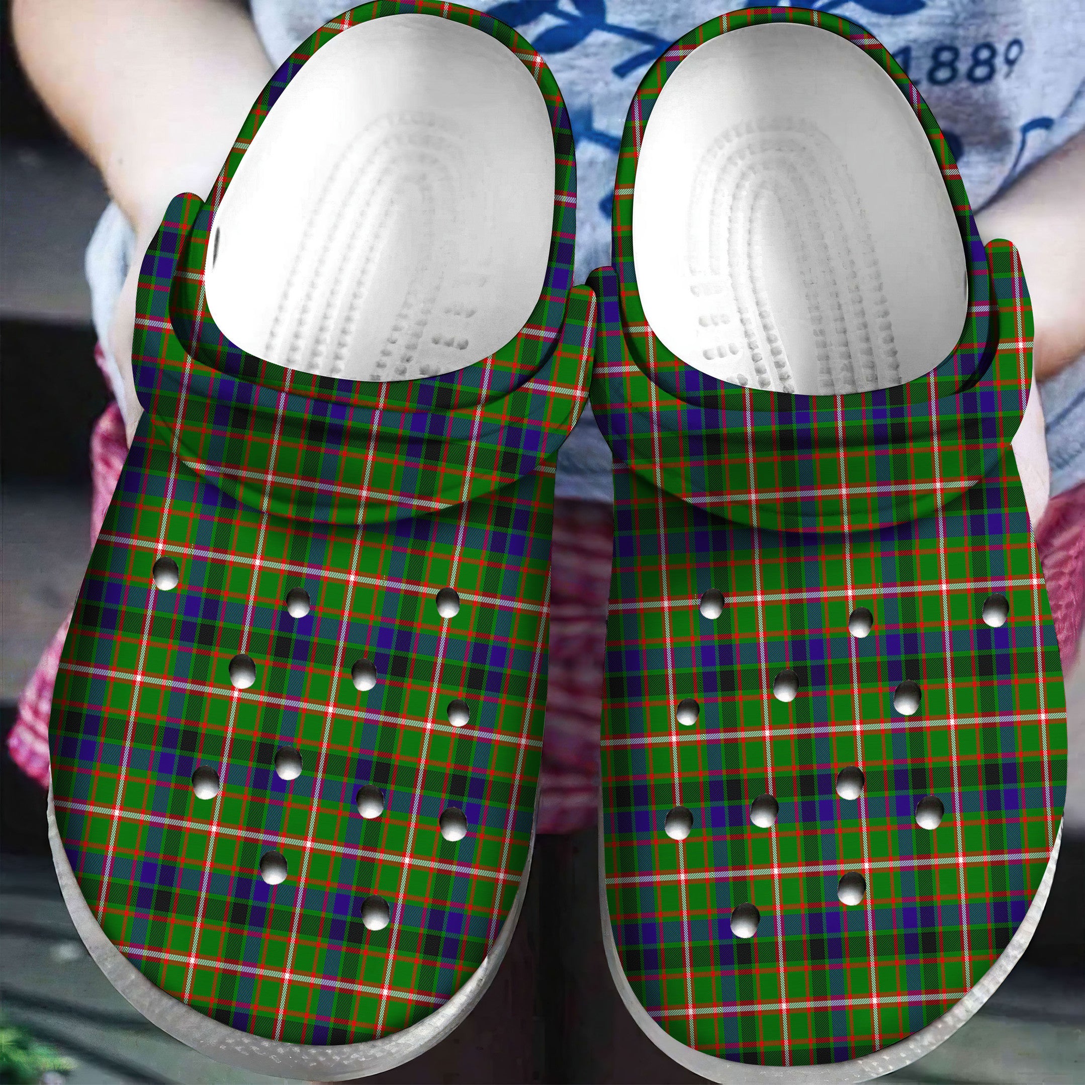 Reid Green Tartan Plaid Crocs