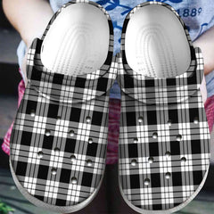 MacFarlane Black & White Tartan Plaid Crocs