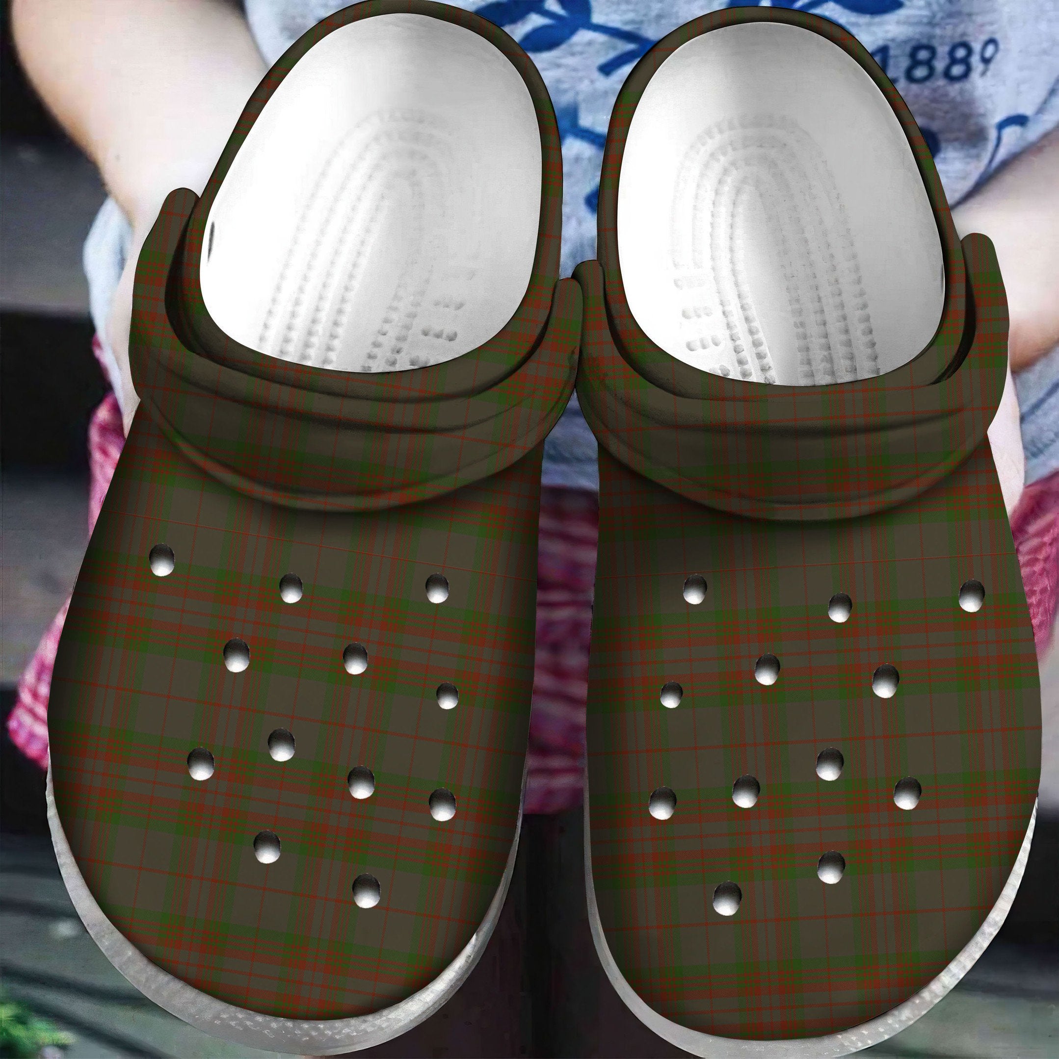 Gray Tartan Plaid Crocs