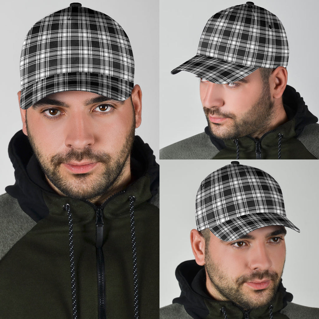 Menzies Black White Modern Tartan Plaid Classic Cap