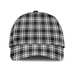 Menzies Black White Modern Tartan Plaid Classic Cap