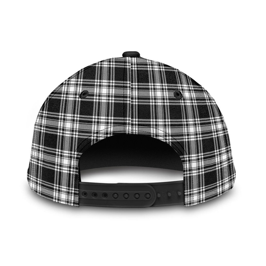Menzies Black White Modern Tartan Plaid Classic Cap