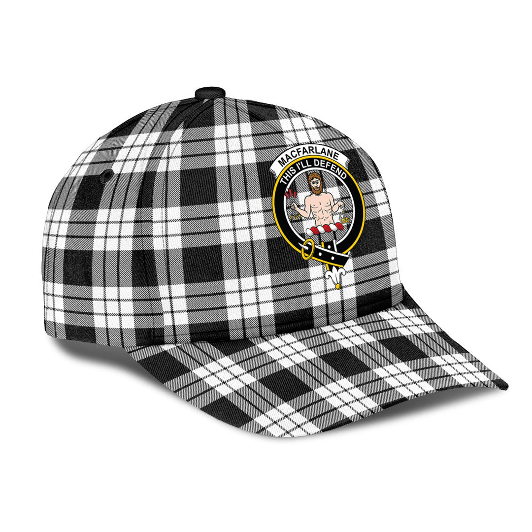 MacFarlane Black White Tartan Crest Classic Cap