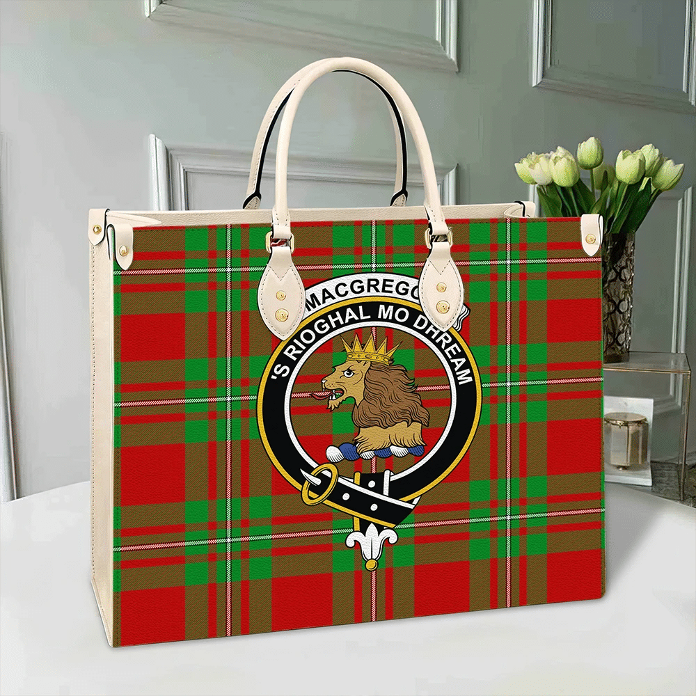 MacGregor Modern Tartan Crest Leather Bag