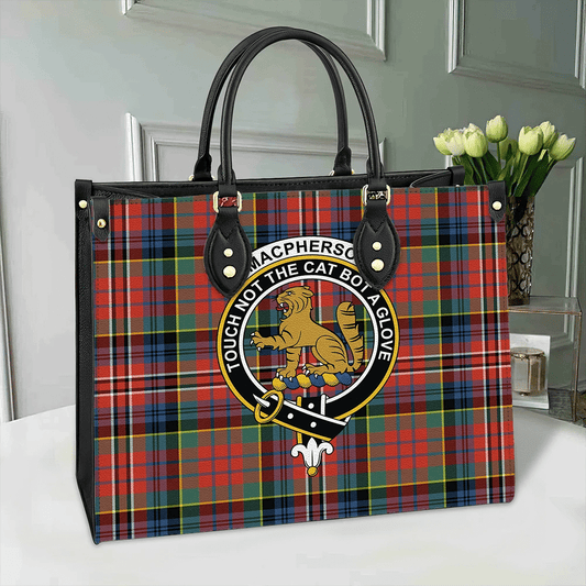 MacPherson Ancient Tartan Crest Leather Bag