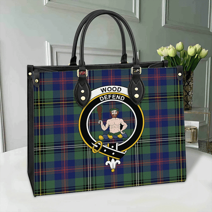 Wood Modern Tartan Crest Leather Bag