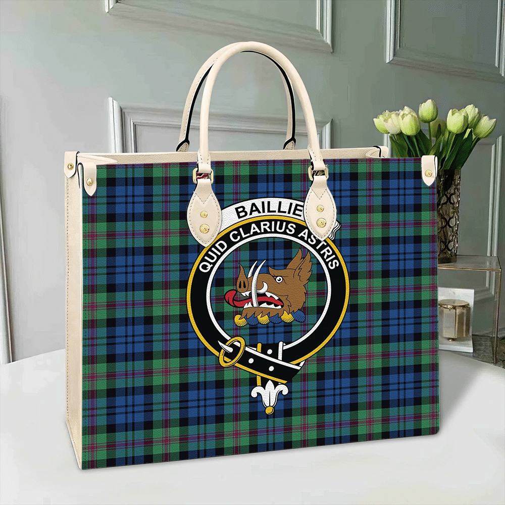 Baillie Ancient Tartan Crest Leather Bag