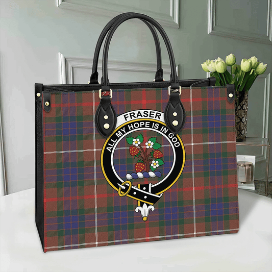 Fraser Hunting Modern Tartan Crest Leather Bag