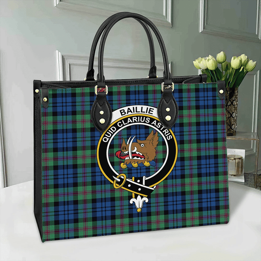 Baillie Ancient Tartan Crest Leather Bag