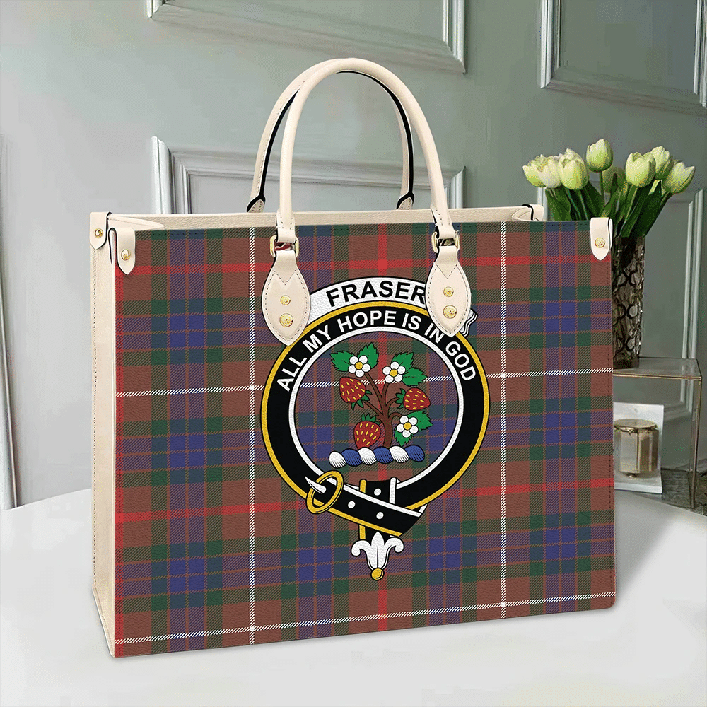 Fraser Hunting Modern Tartan Crest Leather Bag