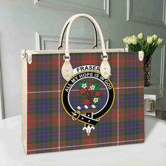 Fraser Hunting Modern Tartan Crest Leather Bag